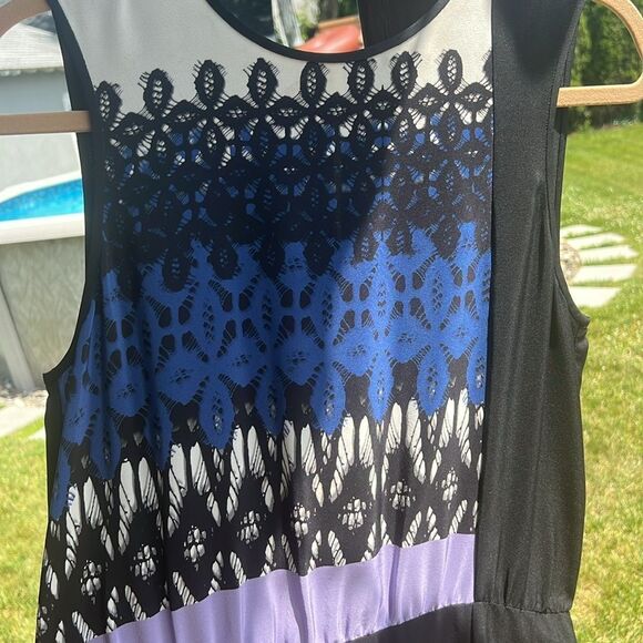 TIBI New York 100% Silk Dress | Size 10 | Elegant Patterned Sleeveless - Picture 2 of 6